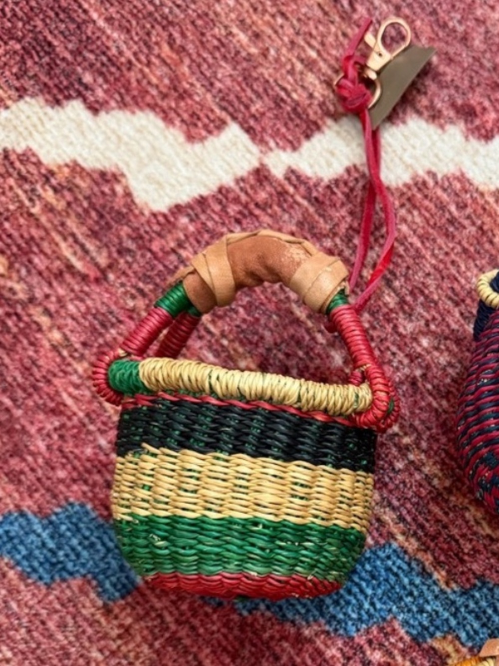 Colorful Woven Mini Basket Keychain - Picture 1 of 2